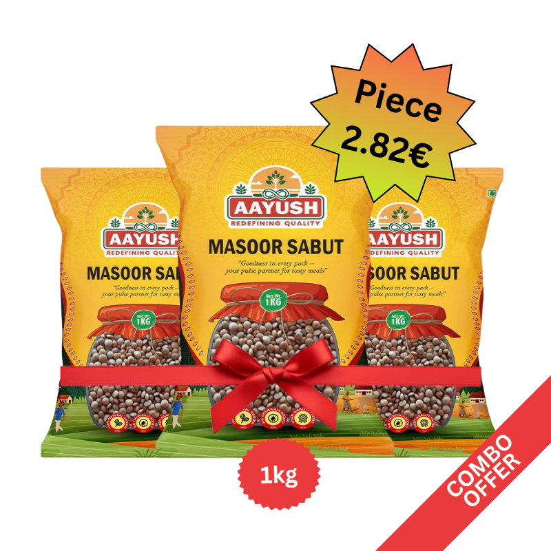 Aayush - Masoor Whole (Sabut) - 1kg (Combo of 3)