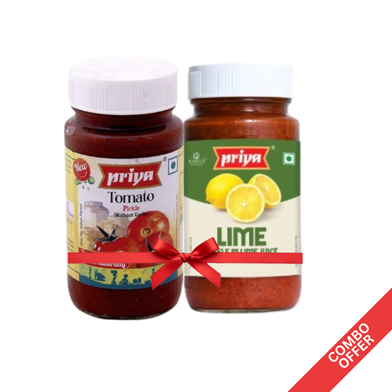 Priya - Tomato + Lime Pickle in Lime Juice - 300g (Combo)