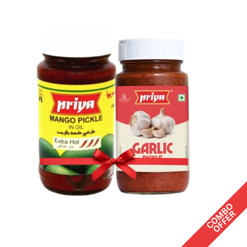 Priya - Extra Hot Mango + Garlic Pickle - 300g (Combo)