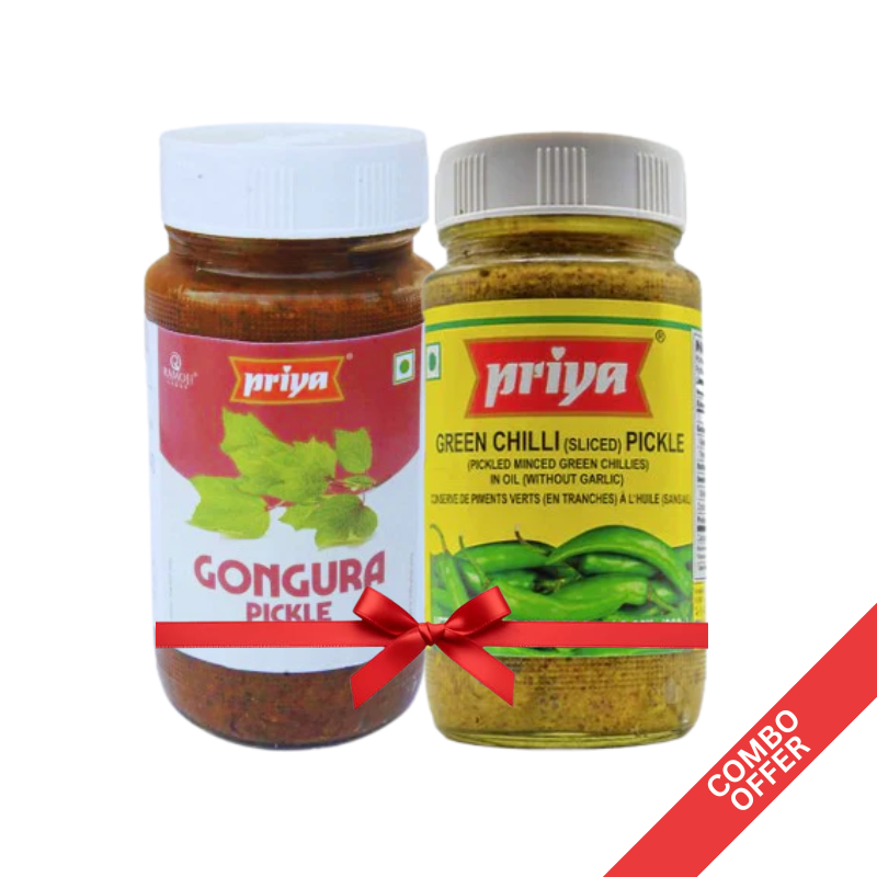 Priya - Gongura + Green Chilli (Sliced) Pickle - 300g (Combo)