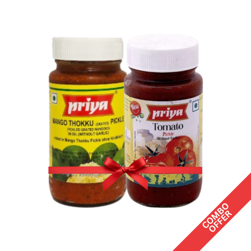 Priya - Mango Thokku + Tomato W/O Garlic Pickle - 300g (Combo)