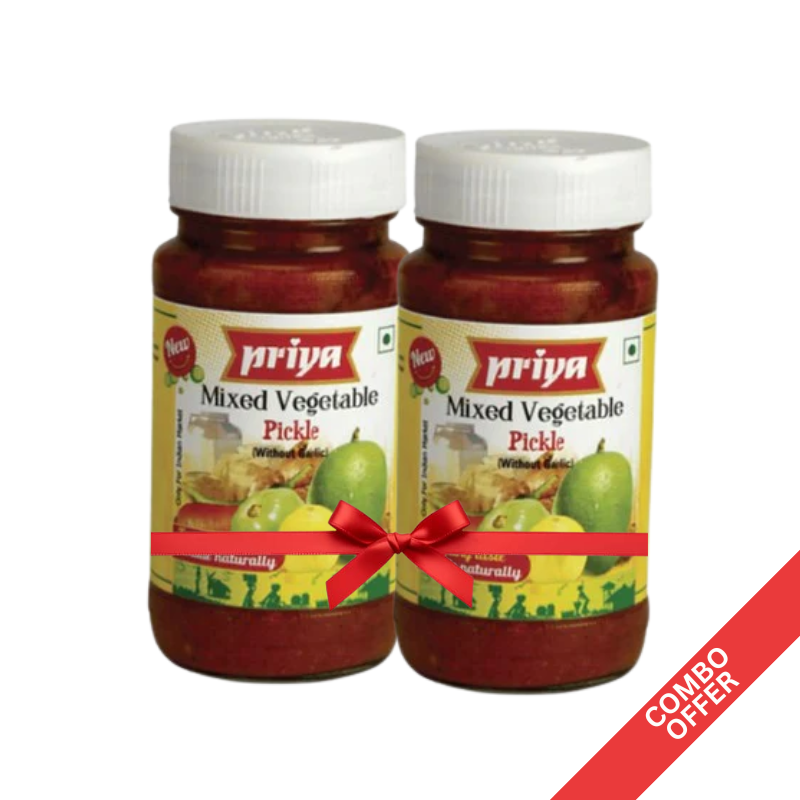 Priya- Mixed Vegetable W/O Garlic Pickle - 300g (Combo)