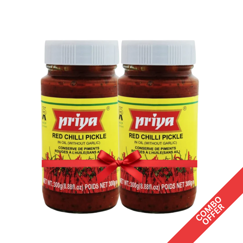 Priya - Red Chilli W/O Garlic Pickle - 300g (Combo)