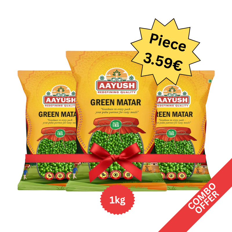 Aayush - Green Matar - 1kg (Combo of 3)