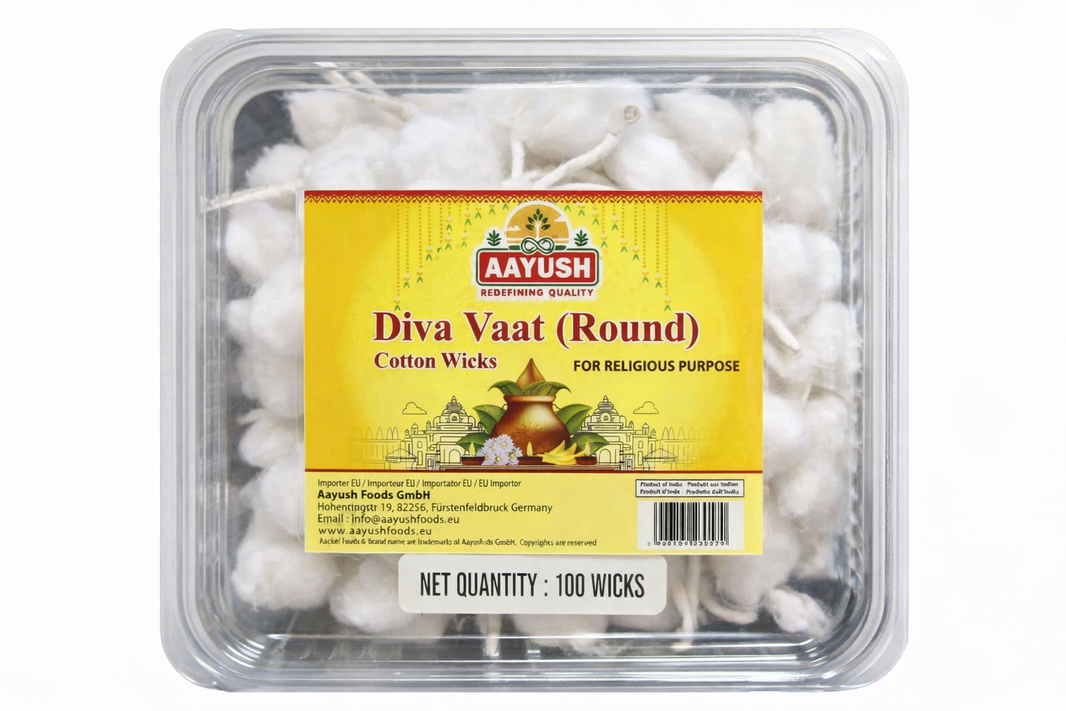 Aayush - Diva Vaat Cotton Wicks Round (Box) - 100 Wicks