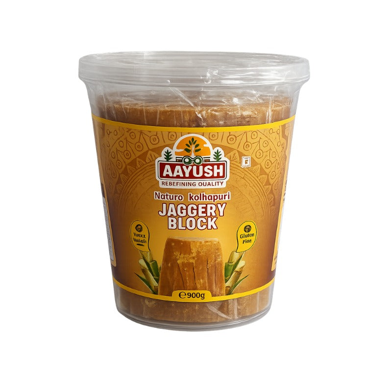 Aayush - Natural Kolhapuri Jaggery Block (Brown) - 900g