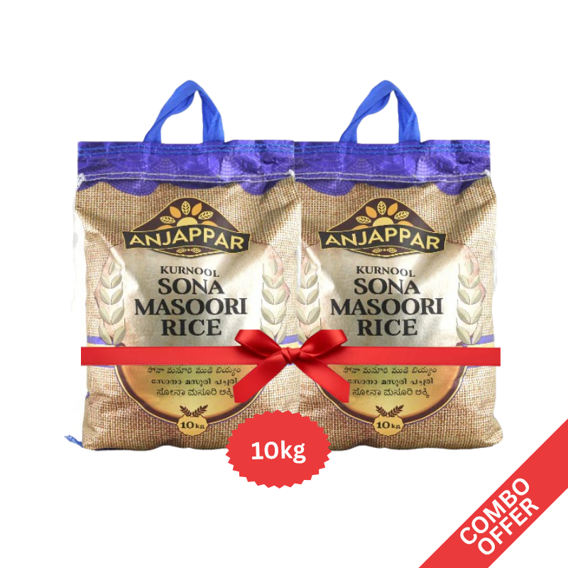 Anjappar - Kurnool Sona Masoori Rice - 10kg (Combo of 2)