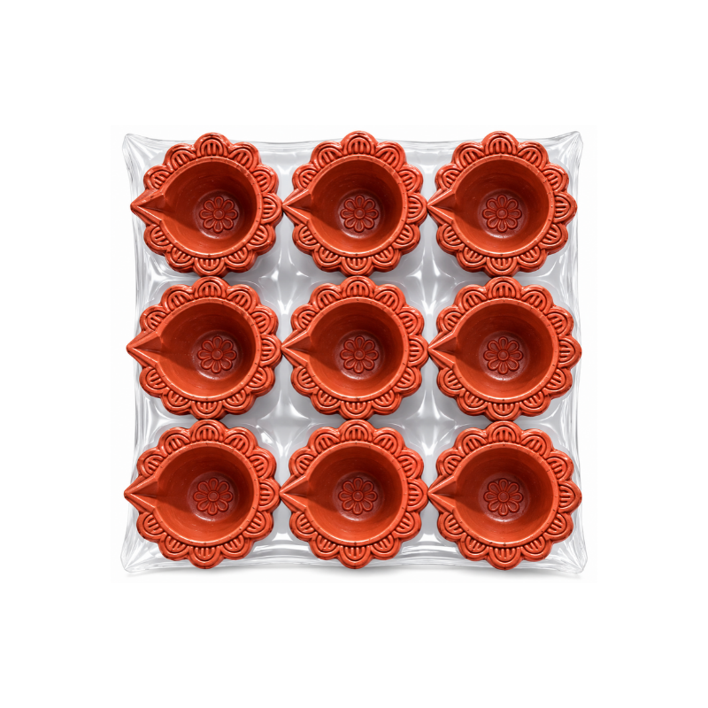 Clay Diya Designed - 9 Pieces