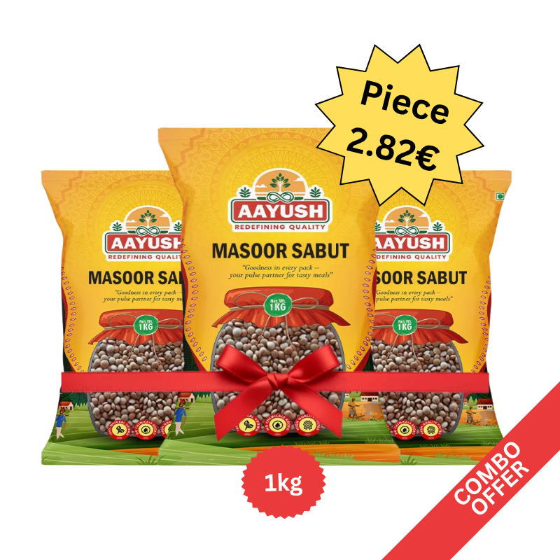Aayush - Masoor Whole (Sabut) - 1kg (Combo of 3)
