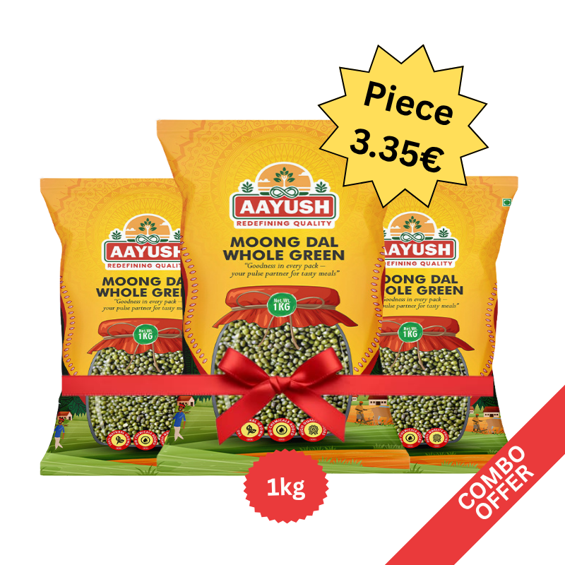 Aayush - Moong Dal Whole Green - 1kg (Combo of 3)
