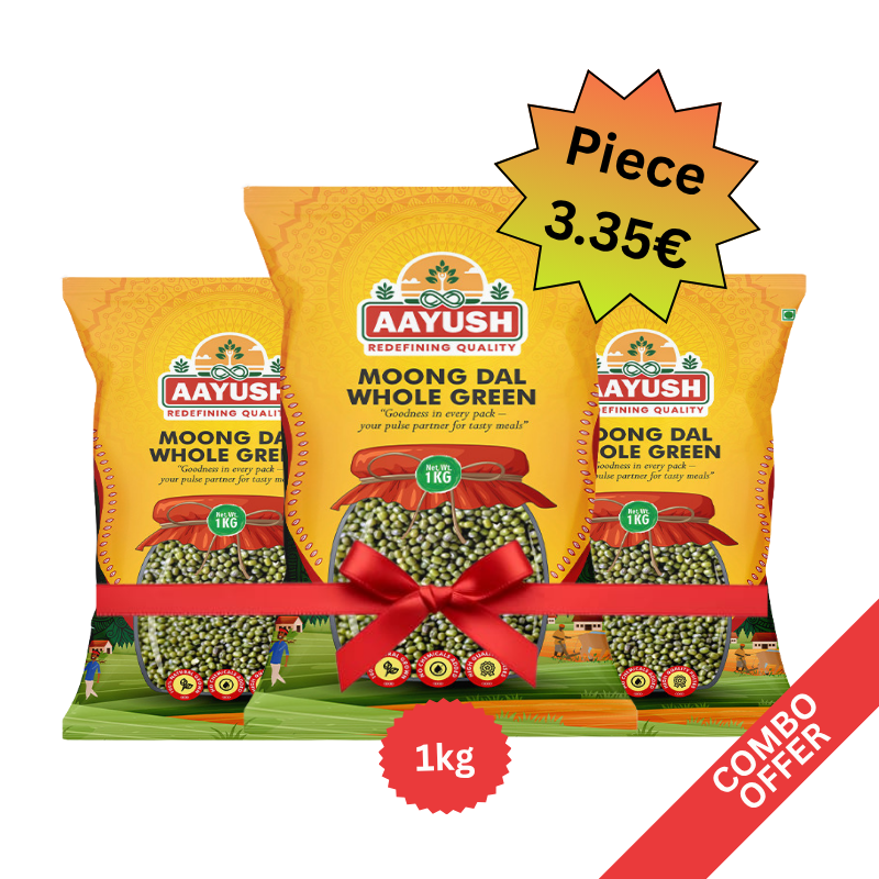 Aayush - Moong Dal Whole Green - 1kg (Combo of 3)
