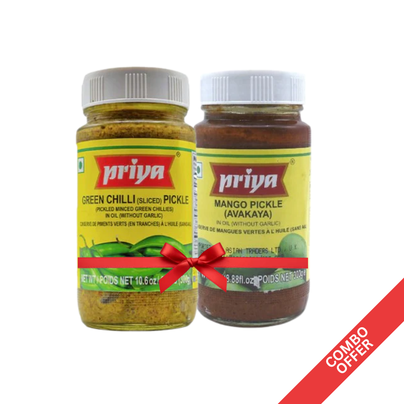 Priya - Mango (Avakaya) + Red Chilli Pickle - 300g (Combo)
