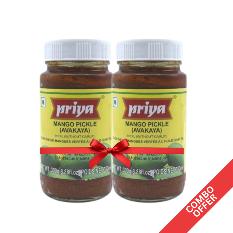 Priya - Mango (Avakaya) W/O Garlic Pickle - 300g (Combo)