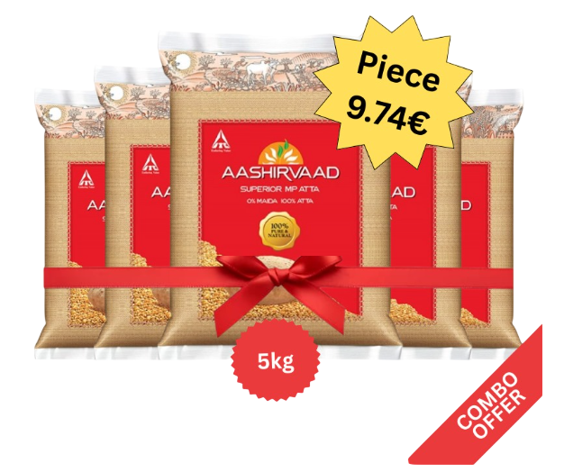 Aashirvaad - Whole Wheat Atta - 5kg (Combo of 5)