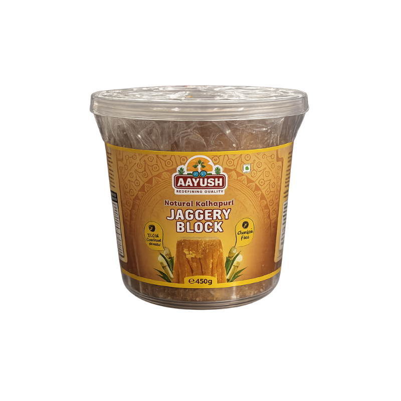 Aayush - Natural Kolhapuri Jaggery Block (Brown) - 450g