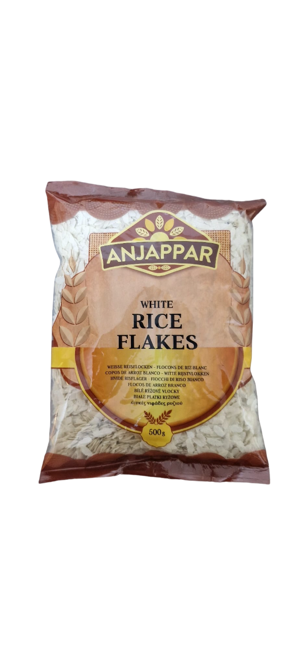 Anjappar Rice Flakes White Medium - Light and Fluffy Grains (500g)