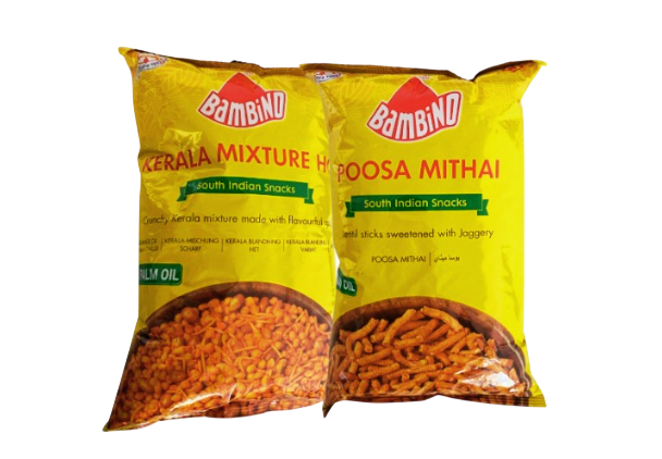 Bambino - Kerala Mixture Hot + Poosa Mithai - 170g (Combo)