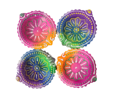 Clay Diya Designed - 4 Pieces