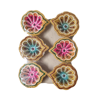 Clay Diya Designed - 6 Pieces