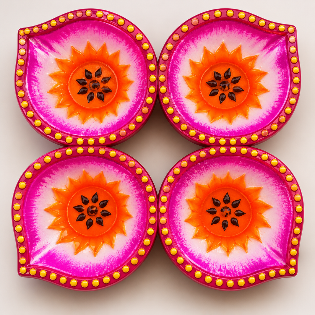 Clay Diya Designed - 4 Pieces