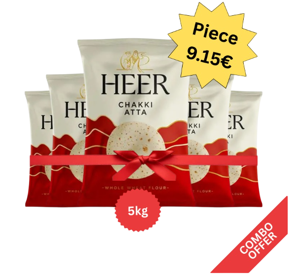 Heer - Chakki Atta Flour - 5kg (Combo of 5)