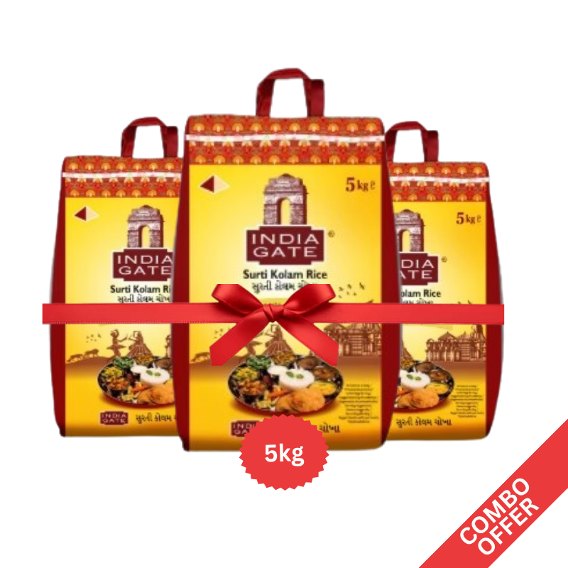 India Gate - Surti Kolum Rice - 5kg (Combo of 3)