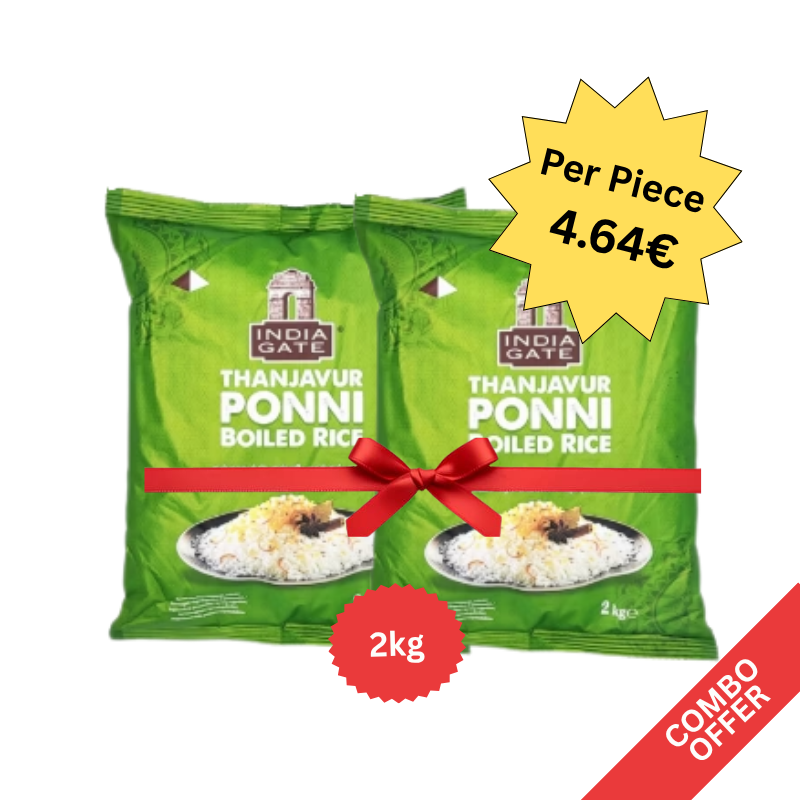 India Gate - Tanjavur Ponni Boiled Rice - 2kg (Combo of 2)