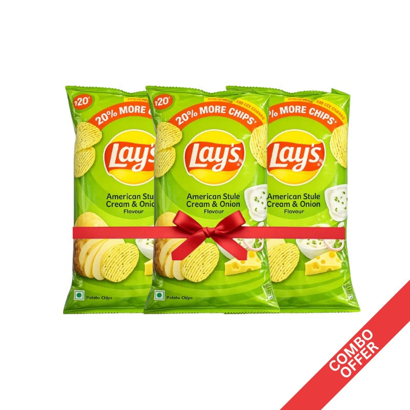 Lays - American Style Cream & Onion (Combo of 3)