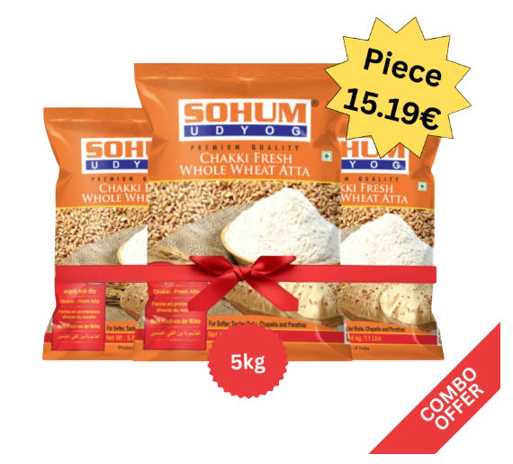 Sohum - Lokwan Wheat Flour - 5kg (Combo of 3)
