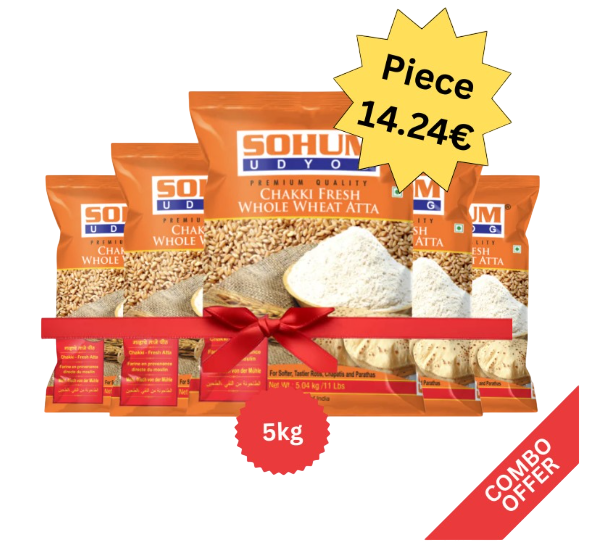 Sohum - Lokwan Wheat Flour - 5kg (Combo of 5)
