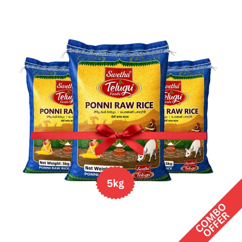 Telugu - Ponni Raw Rice - 5kg (Combo of 3)