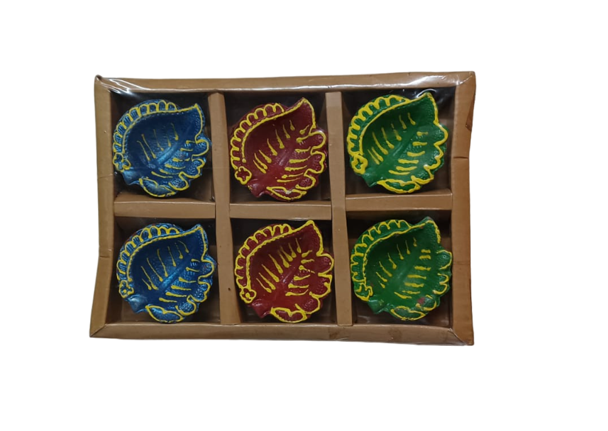 Clay Diya Set (Color) - Vibrant Touch to Festive Decor (6pcs)