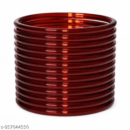 Maroon Glass Bangle Set - Size 2.4 (1 Pack - 6 Pieces)