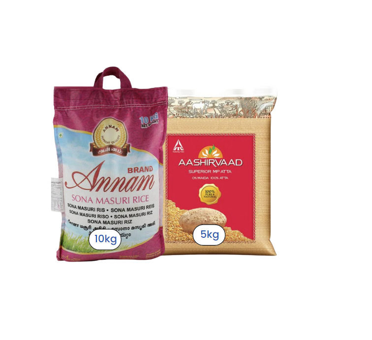 Annam Sona masoori - 10kg + Aashirvaad Atta Flour - 5Kg