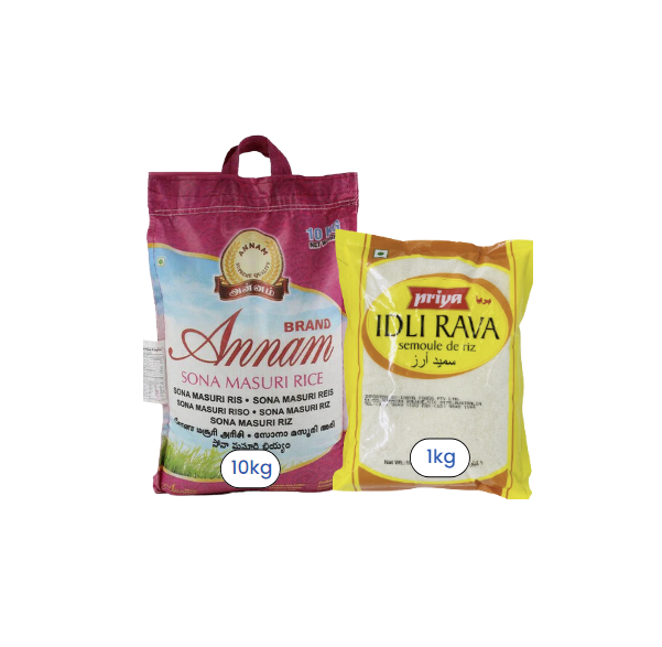 Annam Sona masoori - 10kg + Priya Idli Rava - 1Kg