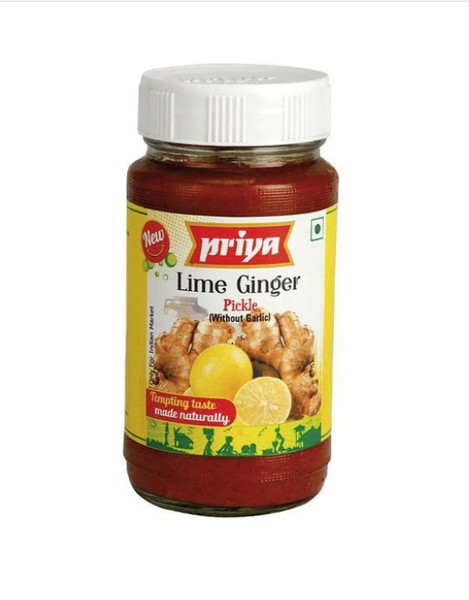 Priya - Lime Ginger W/O garlic pickle - 300g